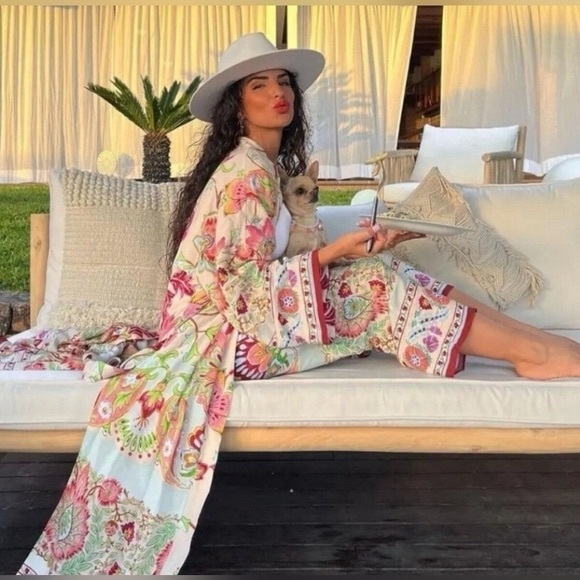 Zara Multicolor Floral Printed Kimono with pocket size xxl - Picture 7 of 12